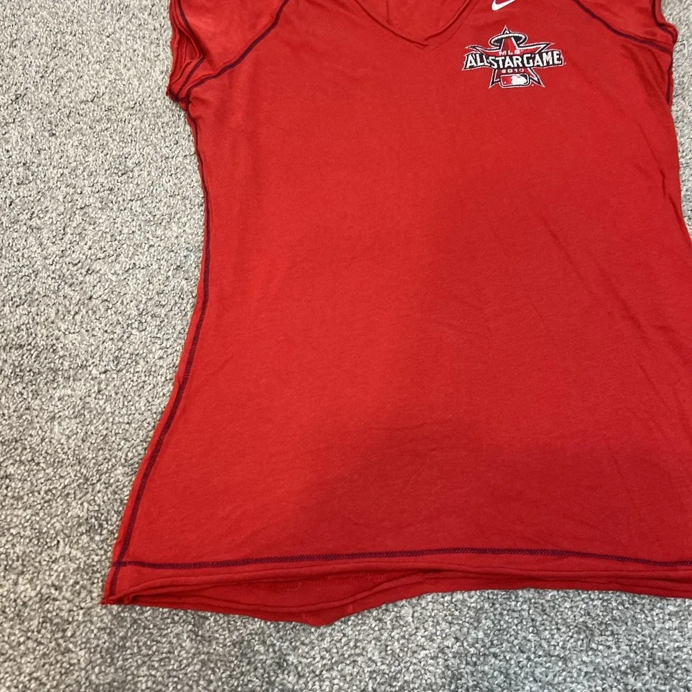 MLB All-Star Game Shirt Womens Large Red‎ 2010 Baseball Nike V Neck Anaheim